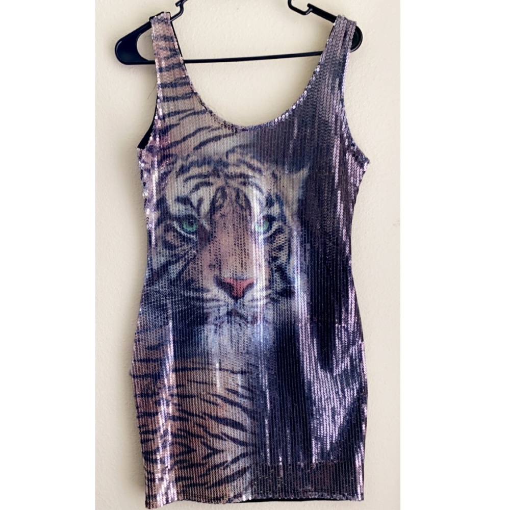 Plus size sequin tiger dress